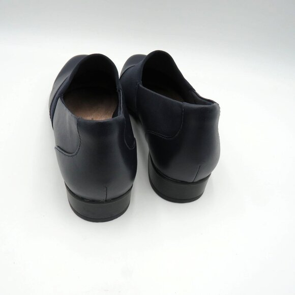 New Clarks Shoes Womens Size 7 Navy Blue Slip On Loafers Stretchy Upper Flats - Picture 3 of 10
